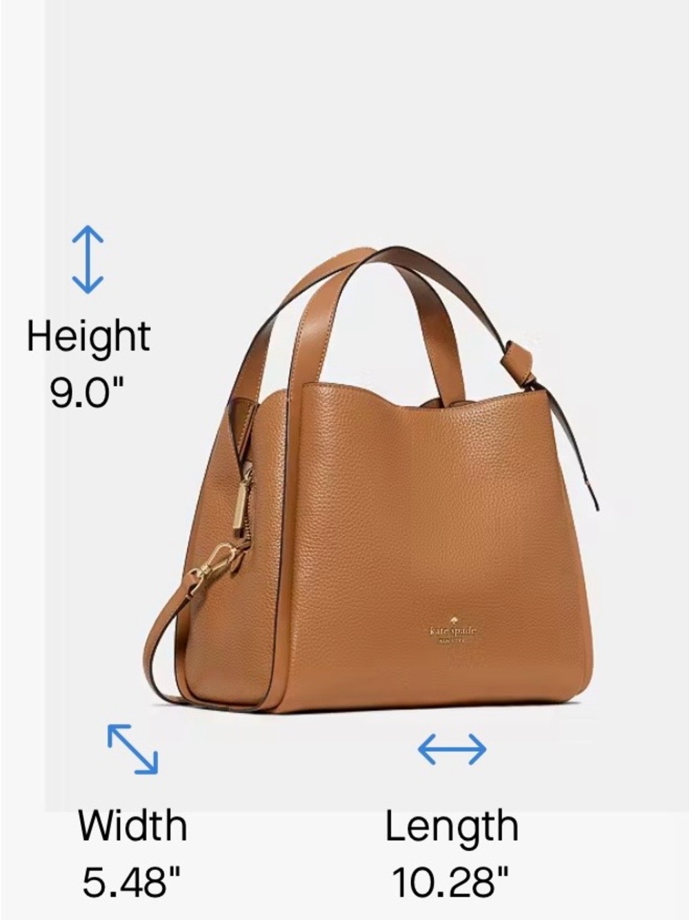 kate spade KNOTT CARRYALL tan Pebbled Leather Bag with Gold Hardware